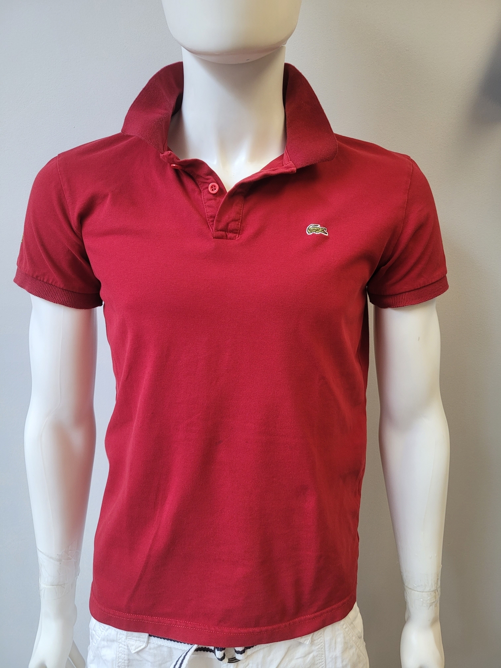 Lacoste Men's Red Short Sleeve Polo with Crocodile Logo